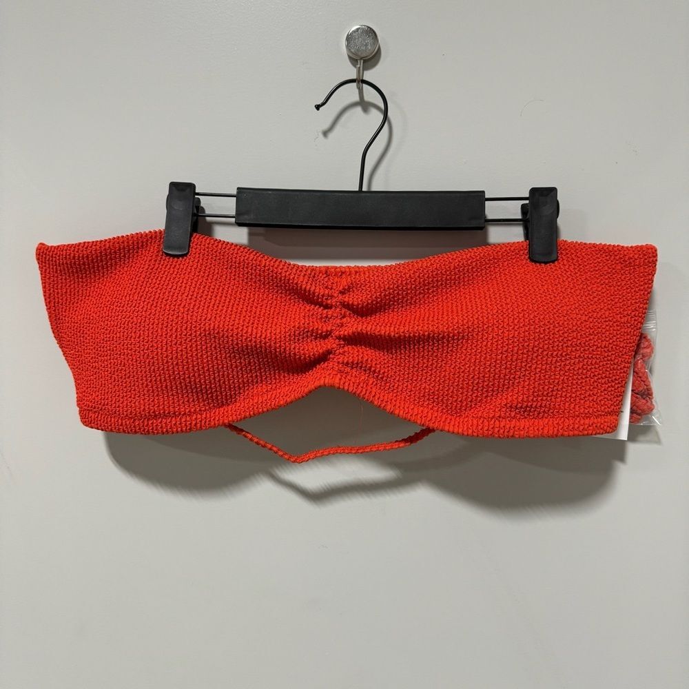 J. Crew Scrunchie sweetheart bikini top in vivid flame XXL
